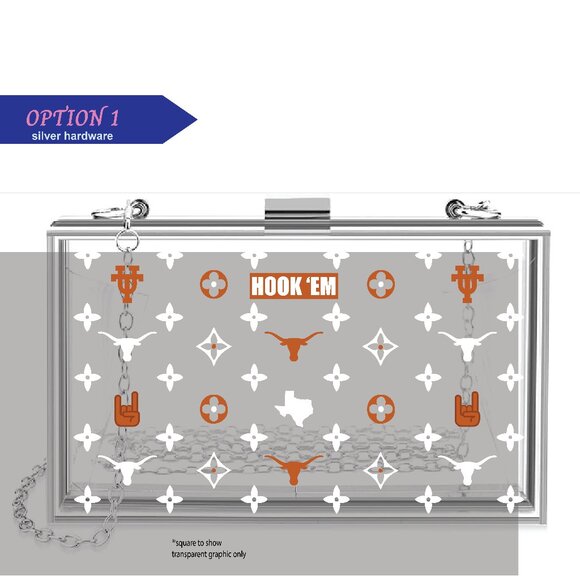 Texas Longhorn pattern (Double sided) Clear Acrylic Clutch - Picture 1 of 2